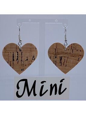 Real Cork Dangle Earrings Heart Fashion Jewelry